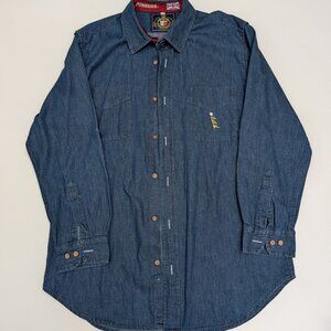 Pussers British West Indies Denim Long Sleeve Button Down Shirt Blue Nautical